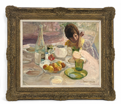 Boy at Breakfast Table, Oil on Canvas by Àngel Badia Camps