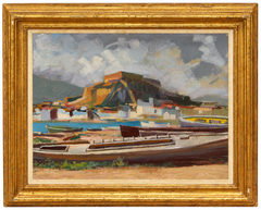 Vista de Dénia (Valencia) - Óleo sobre tablex - Firmado y enmarcado
