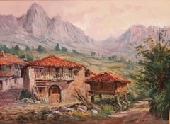 Paisaje de Posada de Valdeón (León) - Óleo sobre tela - Firmado y enmarcado