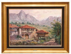 Paisaje de Posada de Valdeón (León) - Óleo sobre tela - Firmado y enmarcado