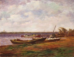 Barcas en reposo - Óleo sobre tela - Sin enmarcar - 46x55cm.