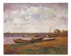 Barcas en reposo - Óleo sobre tela - Sin enmarcar - 46x55cm.