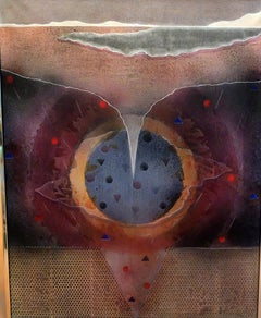 Eclipse cósmico - Acrílico sobre tela - Firmado y enmarcado - 146x114cm.