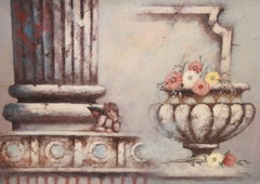 Komposition mit Cherub – Öl auf Holztafel – signiert und gerahmt