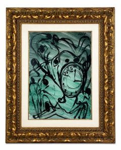 Toni Caldentey, Peinture figurative en techniques mixtes avec une horloge, 2004