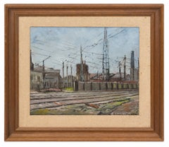 Barrio del Poble Nou (Barcelona) - Óleo sobre tabla - Firmado y enmarcado