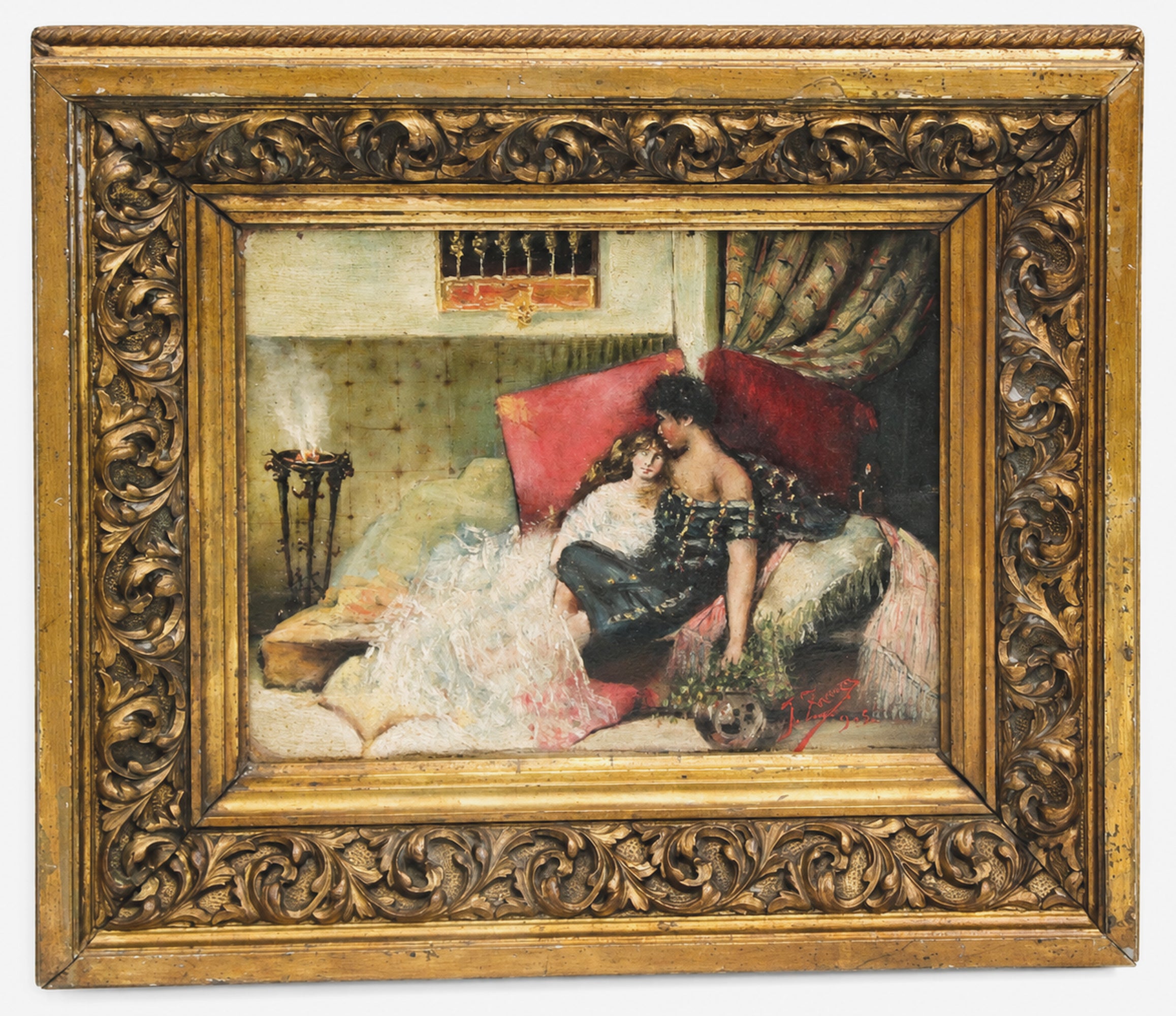 Conversazione intima - Olio su cartoncino - Risalente al 1905