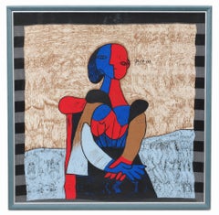 Foulard en soie naturelle représentant une composition de Pablo Picasso - Technique mixte