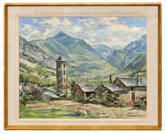 Vista de Santa Coloma (Andorra) - Óleo sobre táblex - Firmado y enmarcado