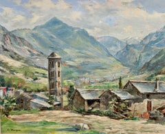 Vista de Santa Coloma (Andorra) - Óleo sobre táblex - Firmado y enmarcado