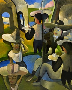 Carlos Aquilino “En Casa del Moro” Large Figurative Oil Painting, 1991