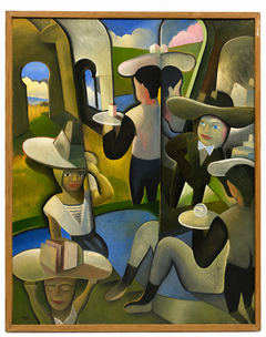 Carlos Aquilino “En Casa del Moro” Large Figurative Oil Painting, 1991
