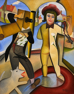 Carlos Aquilino “La Fotógrafa” Large Figurative Oil Painting, 1991