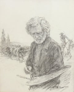 Autoretrato del artista - Dibujo a carbón - Firmado y enmarcado