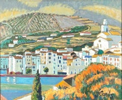 Jordi Curós Cadaqués Landscape Oil Painting, 20th Century