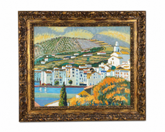 Jordi Curós: Ölgemälde mit einer Landschaft aus Cadaqués, 20. Jahrhundert