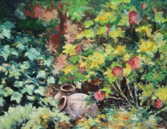 Onofre Prohens „Dos Tinajas“ – Spanisches Blumen- und Gartenmotiv, Ölgemälde auf Leinwand
