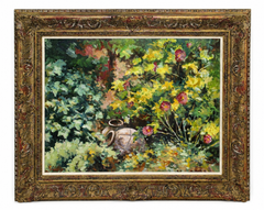 Onofre Prohens „Dos Tinajas“ – Spanisches Blumen- und Gartenmotiv, Ölgemälde auf Leinwand