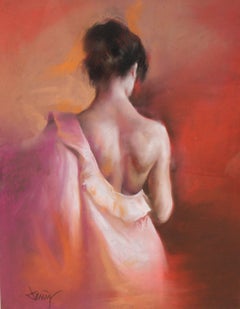 Entre sedas - Dibujo a pastel - Firmado y enmarcado - Años 80