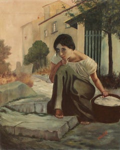 La ragazza con il cesto - Olio su tela - Senza cornice