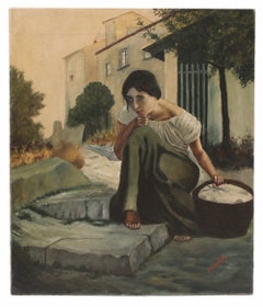 La ragazza con il cesto - Olio su tela - Senza cornice