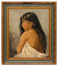 Joven de mirada serena - Óleo sobre tela - Año 1969 - Firmado y enmarcado