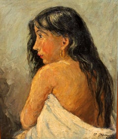 Joven de mirada serena - Óleo sobre tela - Año 1969 - Firmado y enmarcado
