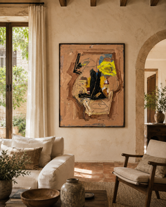Joan Cruspinera “Large Face” Spanish Abstract Oil Painting on Canvas