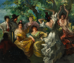 Ernest Santasusagna Santacreu: Flamenco-Tanzszene, figuratives Ölgemälde
