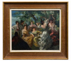 Ernest Santasusagna Santacreu : « Scène de danse flamenco », peinture à l'huile figurative