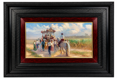 Rafael Atencia Spanish El Rocío Pilgrimage Oil on Copper in Dutch-Style Fram