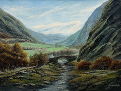 Martín Ruiz Anglada Spanish Mountain Landscape with Bridge Oil Painting on Canva