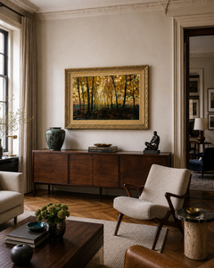 Luis Giner Bueno Spanish Forest Landscape Oil Painting on Canvas, 1973