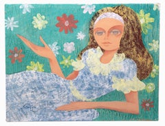 La chica de las flores - Óleo sobre tela - Año 1973 - Sin enmarcar