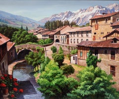 Paisaje de Potes (Cantabria) - Óleo sobre lienzo - Firmado y enmarcado