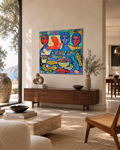 Alberto Hernández – Birds and Fish, 1975 – Oil on Canvas