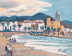 Vista de Sitges (barcelona) - Óleo sobre tela - Año 1980 - Sin enmarcar