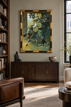 Don Quixote Fighting Black Cats – Large Spanish Oil Painting