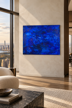 Daniel Argimón – Blue Informalist Abstract Oil Painting on Canvas