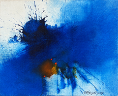 Pablo Rodríguez Guy – Blue Abstract Composition – Oil on Canvas