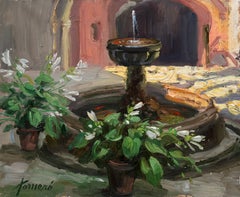 La fuente del patio - Óleo sobre tela - Sin enmarcar