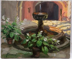 La fuente del patio - Óleo sobre tela - Sin enmarcar