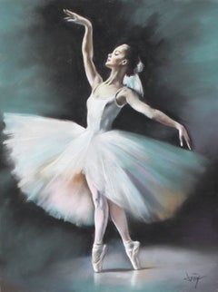 Une danseuse sous les projecteurs - Dessin au pastel - Non encadré - 62 x 46 cm.