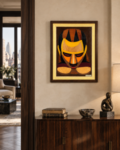 E. Alsina – Stylized Figure in Multicolored Wood Marquetry