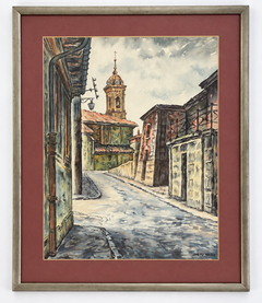 José Miguel Jimeno Mateo – Spanish Village with Bell Tower – Watercolor