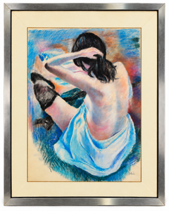 Jordi Rollán – Seated Woman from Behind – Large Pastel Drawing