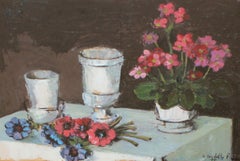 Armonía floral - Huile sur panneau - Signée et encadrée
