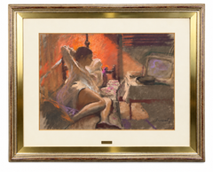 Joan Martí – Reclining Woman in Interior – Large Pastel Drawing