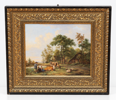 18th Century Italian School Pastoral Landscape with Cattle and Sheep