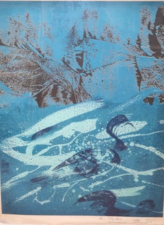 Lithographie sur papier - Symphonie en bleu - Tirage : 13/250 - Encadrée